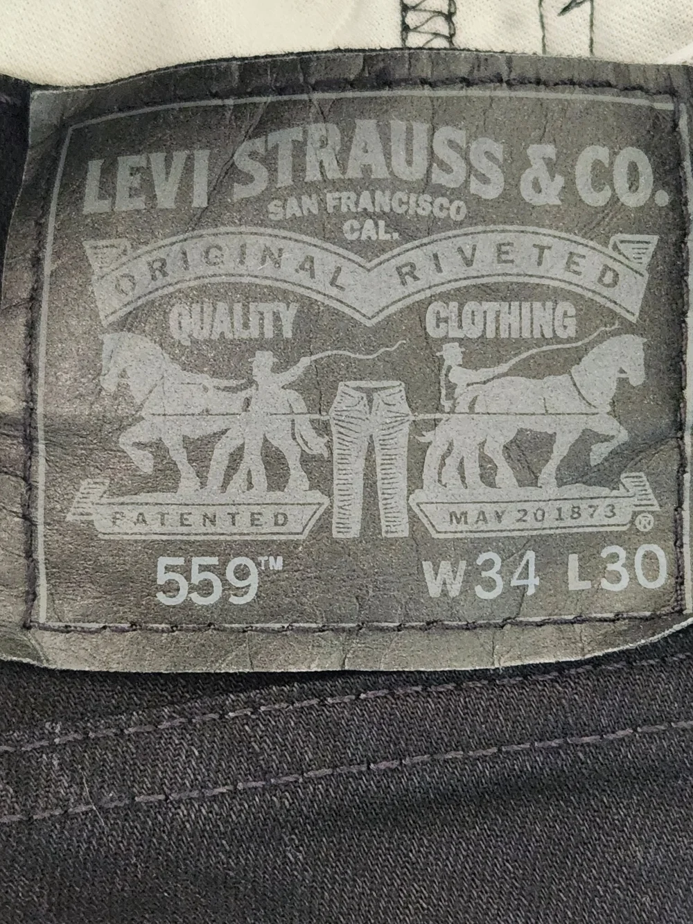 Levi's 559 Relaxed Straight Fit Black Jeans Size 34 x 30